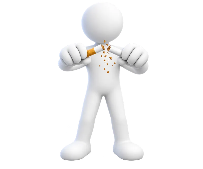 Arrêt du tabac avec un personnage brisant une cigarette