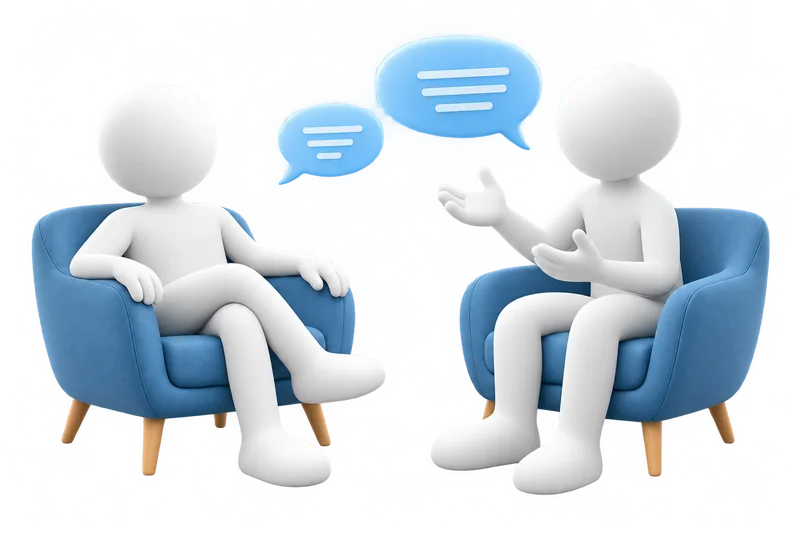 Séance d’hypnose conversationnelle entre un hypnothérapeute et une personne accompagnée